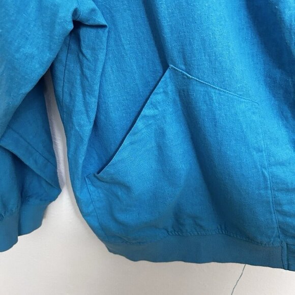 Woman Within Size 2X (18 / 20) Jacket Zipper Front Linen Rayon Blend Cyan Blue - Picture 4 of 12